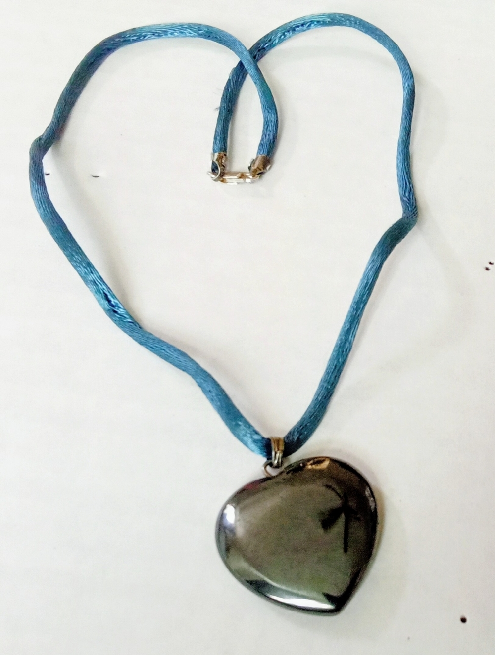 NEW! Genuine Hematite Heart Pendant Jewelry! Satin 16" Necklace